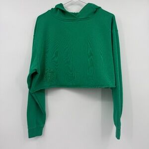 Nike Sportswear Hoodie Women Medium Green Cropped Oversized Pullover Sweatshirt